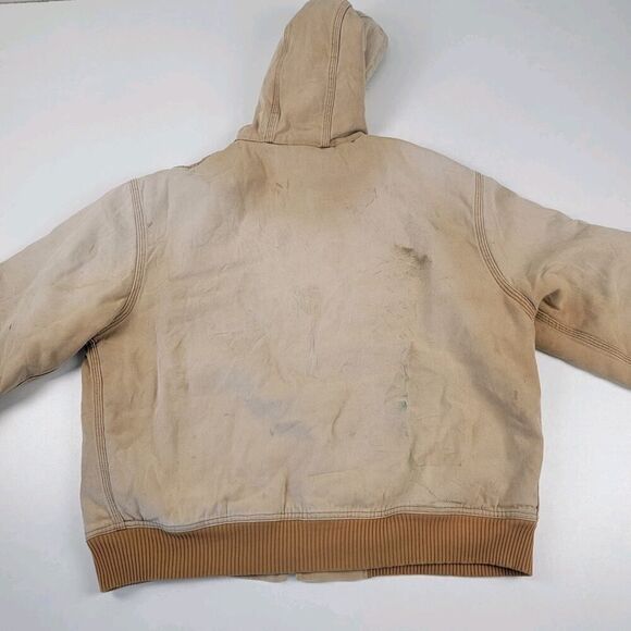 Vintage Y2K Dickies Beige Duck Canvas Hooded Work Wear Distressed Jacket Large - Picture 7 of 12